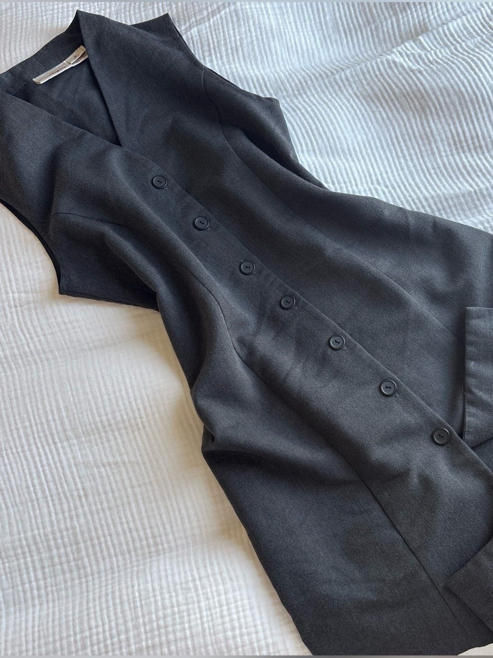 Sleeveless Button-Front Grey Dress